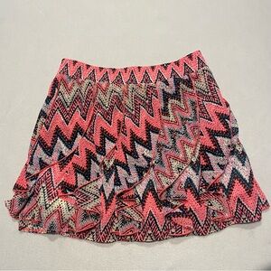 Vanity Vibrant Pink and Black Zigzag Skater Skirt, large